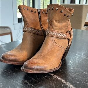 Lucchese Brown Studded Ankle Booties